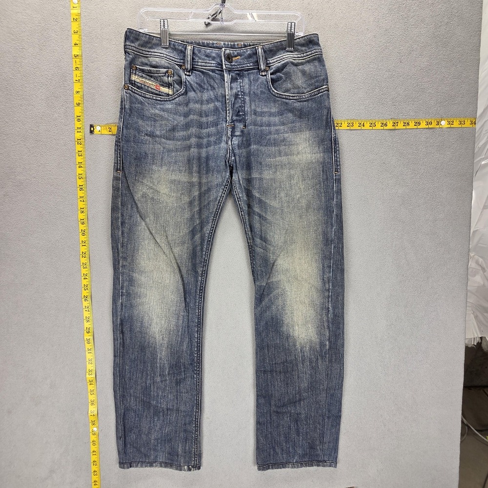 Diesel Jeans Mens 30x30 Blue Zatiny Regular Bootcut Button Fly Altered Hem 0880K